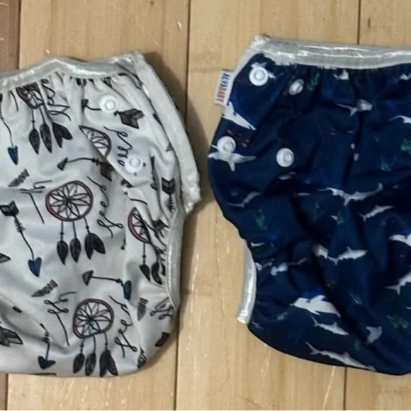 Kids Reusable Diaper Set - Blue, Gray, and Multicolor